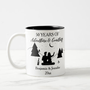 Tasse 2 Couleurs 50 ans d'aventure et comptage des noms personnalis
