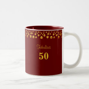 Tasse 2 Couleurs 50 ans fabuleux Anniversaire et Confettis Dorés su