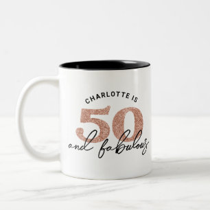 Tasse 2 Couleurs 50 Et fabuleux Rose de Parties scintillant Or 50e 