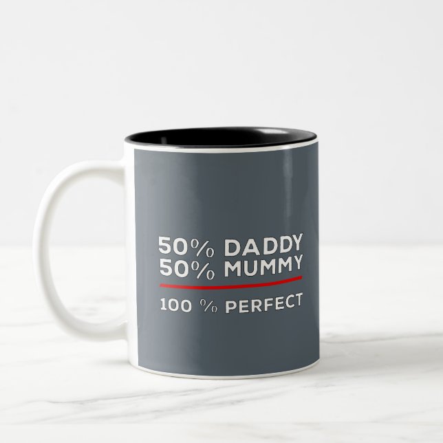 Tasse 2 Couleurs 50% Papa 50% Maman 100% Parfait (Gauche)