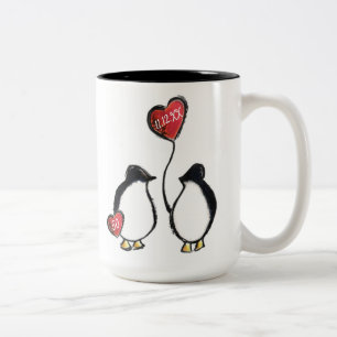 Tasse 2 Couleurs 50e anniversaire de mariage d'or pingouin