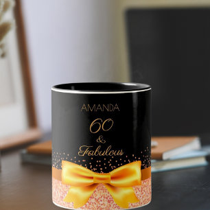 Tasse 2 Couleurs 60e anniversaire noir or élégant nom arc
