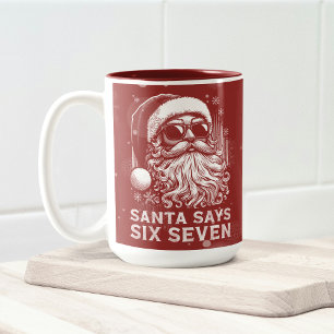 Tasse 2 Couleurs 67 Meme Drôle de Père Noël dit Six Sept Noël