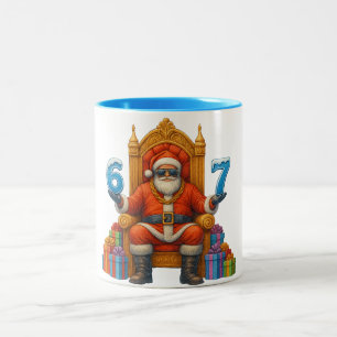 Tasse 2 Couleurs 67 Six Seven Bruh Père Noël Personnalisé - Nom Per