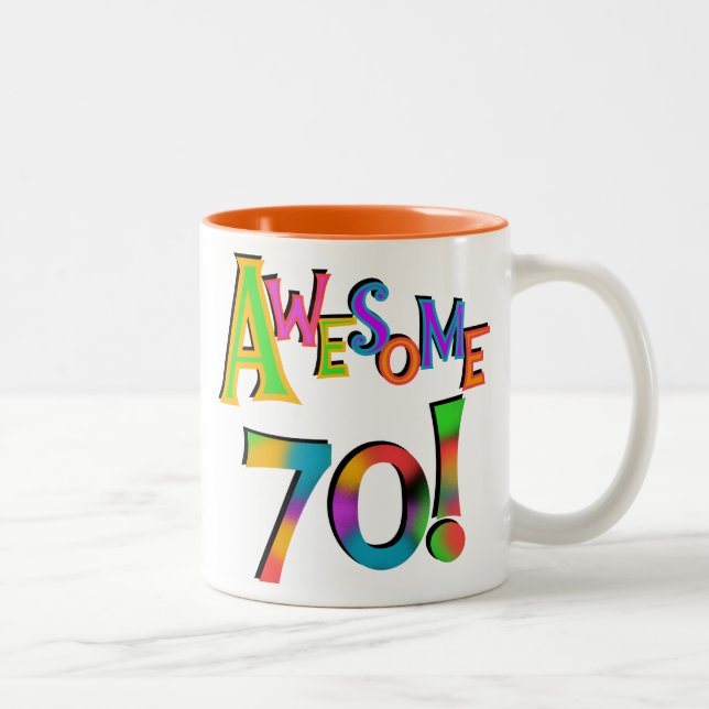 Tasse 2 Couleurs 70 superbes T-shirts et cadeaux d'anniversaire (Droit)