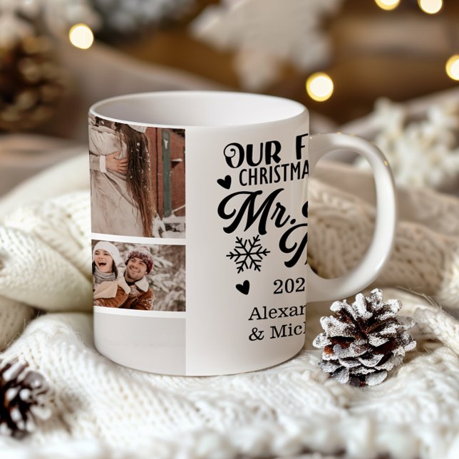 Tasse 2 Couleurs 9 Photo Snowflakes Christmas Mr and Mrs  (Créateur téléchargé)
