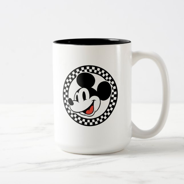Tasse 2 Couleurs À damiers classique Retro Mickey (Droit)