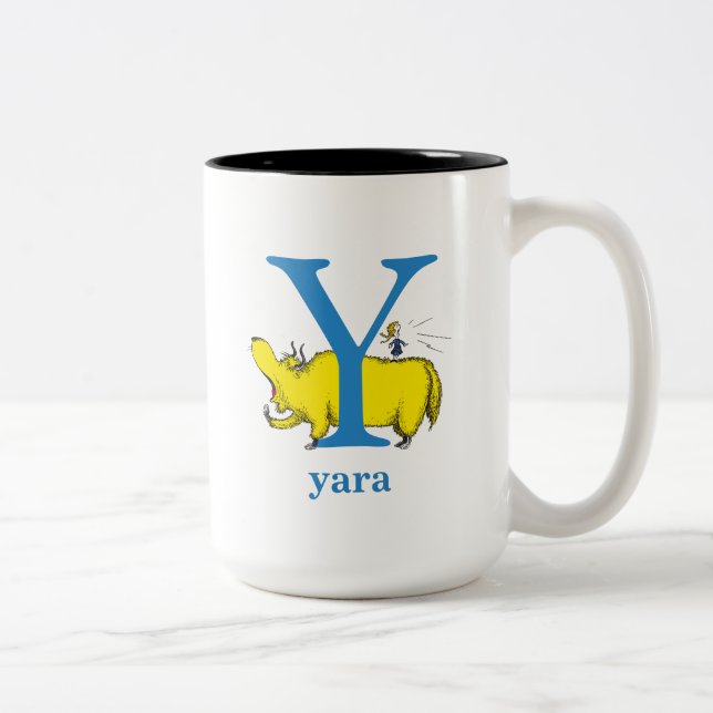 Tasse 2 Couleurs ABC du Dr Seuss : Lettre Y - Bleu | Ajouter Votre  (Droit)