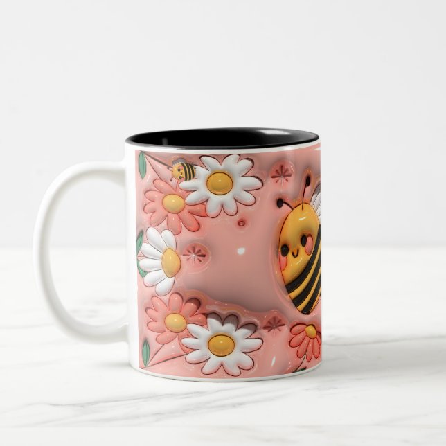 Tasse 2 Couleurs Abee Joyeux Pink Floral Bumble Bee (Gauche)