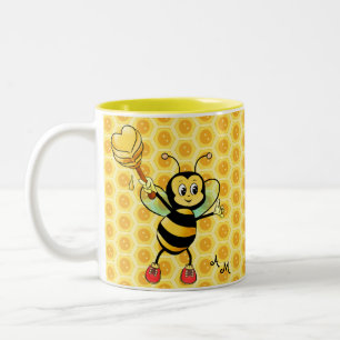 Tasse 2 Couleurs Abeille avec cœur et monogramme Café Mu bicolore