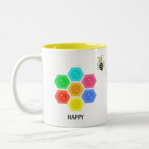 Tasse 2 Couleurs Abeille mignonne et peigne à miel multicolore sur 