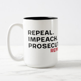 Tasse 2 Couleurs Abroger. mettre en accusation. poursuivre.répéter