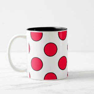 Tasse 2 Couleurs Abstrait simple élégant rouge pois blancs cercle