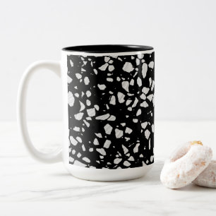 Tasse 2 Couleurs Abstrait Terrazzo Mosaic Motif noir et blanc