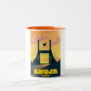 Tasse 2 Couleurs Abuja Nigeria City Gate Affiche de voyage vintage
