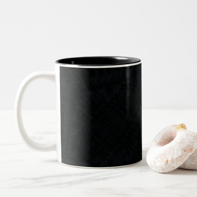 Tasse 2 Couleurs Acceptation | Texture géométrique foncée (Avec donut)