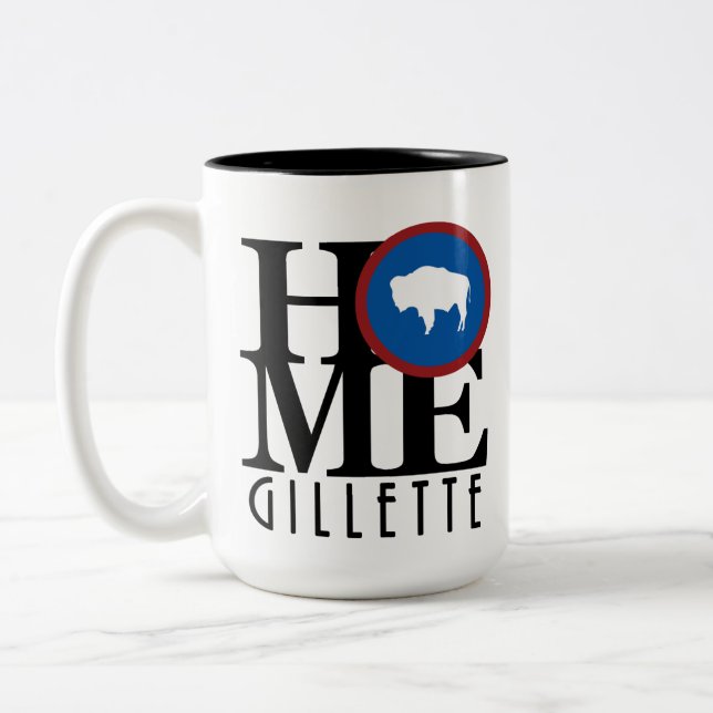Tasse 2 Couleurs ACCUEIL Gillette WY 15oz (Gauche)