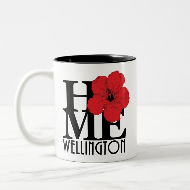 Tasse 2 Couleurs ACCUEIL Hibiscus rouge Wellington 11oz (Gauche)