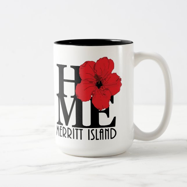Tasse 2 Couleurs ACCUEIL Merritt Island 15oz (hibiscus rouge) (Droit)
