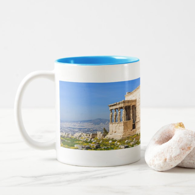 Tasse 2 Couleurs Acropole, Athènes, Grèce (Avec donut)