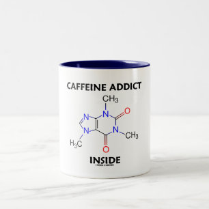 Tasse 2 Couleurs Addict à la caféine à l'intérieur (caféine molécul