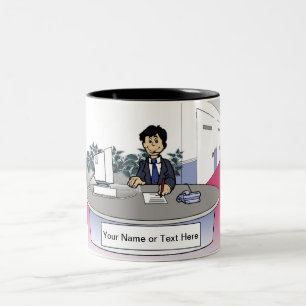 Tasse 2 Couleurs Admin Asst, Réceptionniste - Dessin masculin