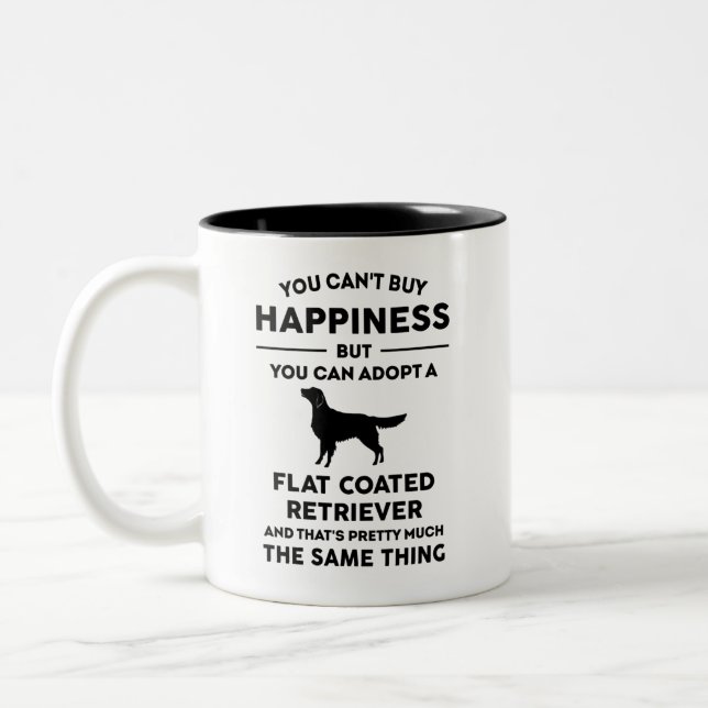 Tasse 2 Couleurs Adopter le bonheur Retriever à revêtement plat (Gauche)