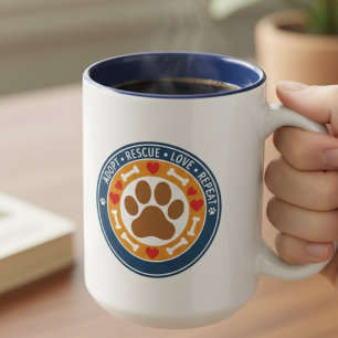 Tasse 2 Couleurs Adoptez Sauvez Aimez Répétez Badge