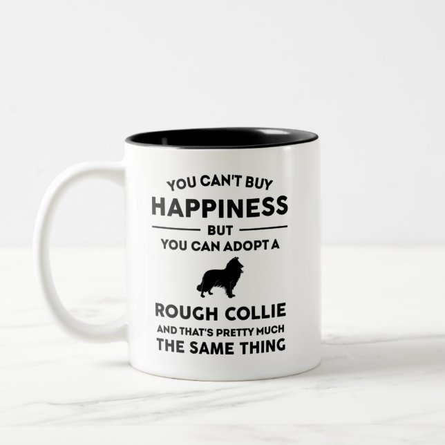Tasse 2 Couleurs Adoptez un bonheur rugueux à Collie (Gauche)
