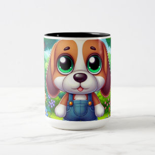 Tasse 2 Couleurs Adorable Chiot Dans Les Murs