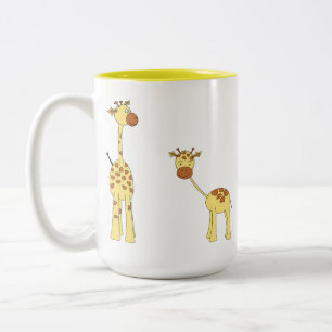 Tasse 2 Couleurs Adulte et girafe de bébé. Bande dessinée