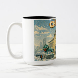 Tasse 2 Couleurs Affiche de l'Institut d'Art de Chicago en hiver