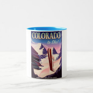 Tasse 2 Couleurs Affiche de ski Colorado - USA vintage poster de sp