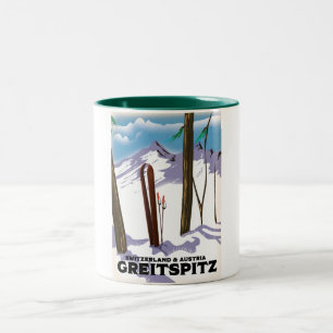 Tasse 2 Couleurs Affiche de ski Greitspitz Suisse & Autriche
