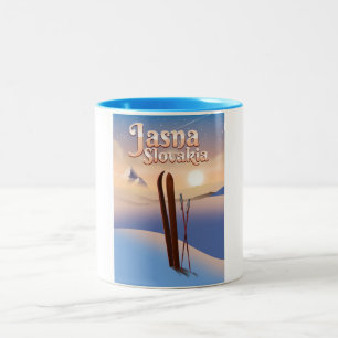 Tasse 2 Couleurs Affiche de ski Jasna, Slovaquie.