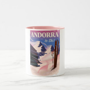 Tasse 2 Couleurs Affiche de ski vintage en Andorre
