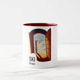 Tasse 2 Couleurs Affiche de sport vintage de ski Europe