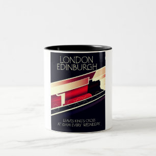 Tasse 2 Couleurs Affiche de style vintage London Edinburgh Locomoti