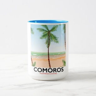 Tasse 2 Couleurs Affiche de vacances des îles Comores.