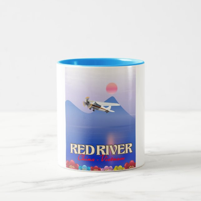 Tasse 2 Couleurs Affiche de vacances sur la rivière Rouge au Cambod (Centre)