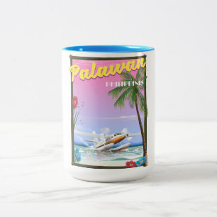 Tasse 2 Couleurs Affiche de vol aux Philippines Palawan