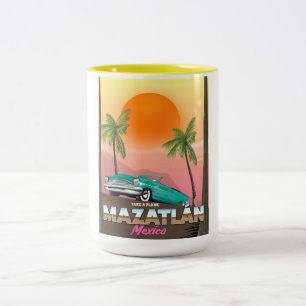 Tasse 2 Couleurs Affiche de voyage à Mazatlán au Mexique