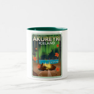 Tasse 2 Couleurs Affiche de voyage Akureyri Islande