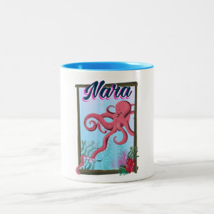 Tasse 2 Couleurs Affiche de voyage calamar Nara Japon