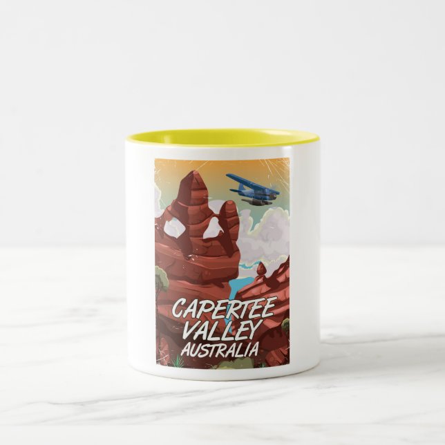 Tasse 2 Couleurs Affiche de voyage de Capertee Valley Australie (Centre)