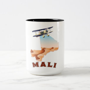Tasse 2 Couleurs Affiche de voyage de carte vintage du Mali