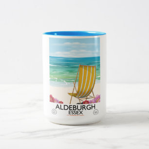 Tasse 2 Couleurs Affiche de voyage de la plage d'Aldeburgh Essex
