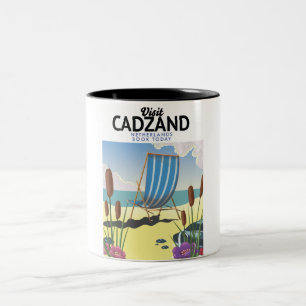 Tasse 2 Couleurs Affiche de voyage de la plage de Cadzand Pays-Bas