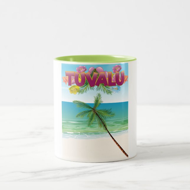 Tasse 2 Couleurs Affiche de voyage de l'île de Tuvalu (Centre)