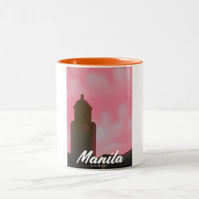 Tasse 2 Couleurs Affiche de voyage de Manille Philippines. (Centre)